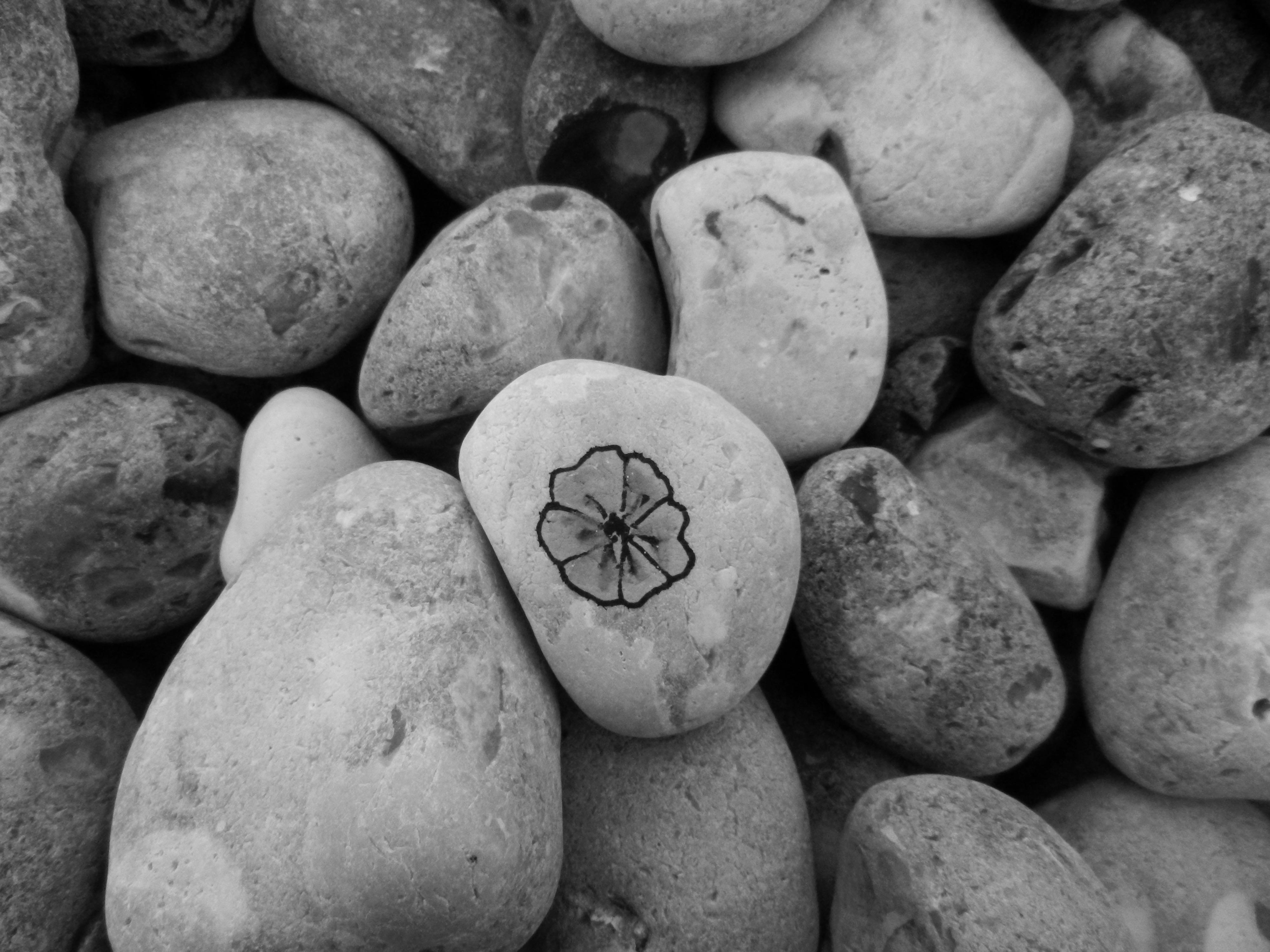 Bemalter Stein am Strand